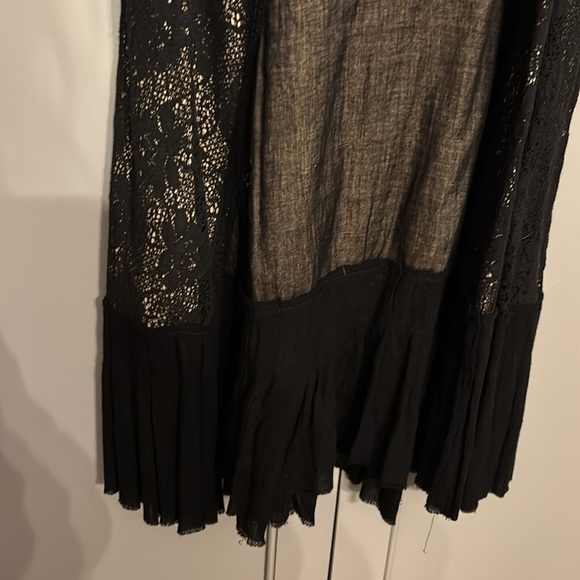 Free People SM Angel Mini Dress Sheer Black Gauze Cotton Boho Crochet Lace - Picture 5 of 8